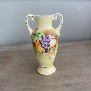 5” Handpainted Tilso Japan Flower Vase With Fruit Design -A4